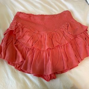 Coral pink/red ruffle skirt